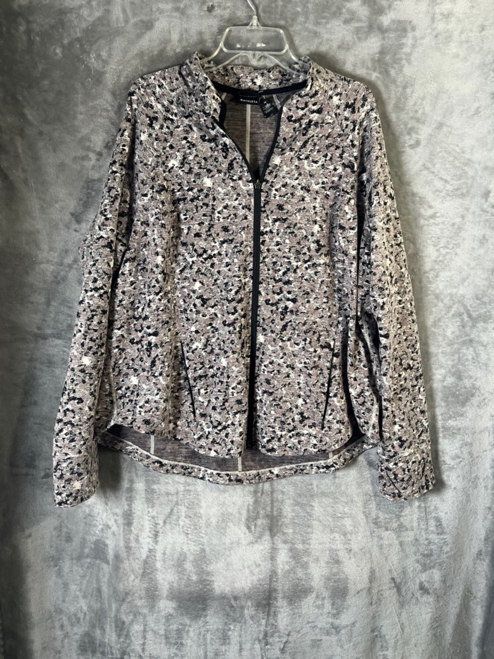 Athleta Pink, Black and White Speckled Zip Jacket